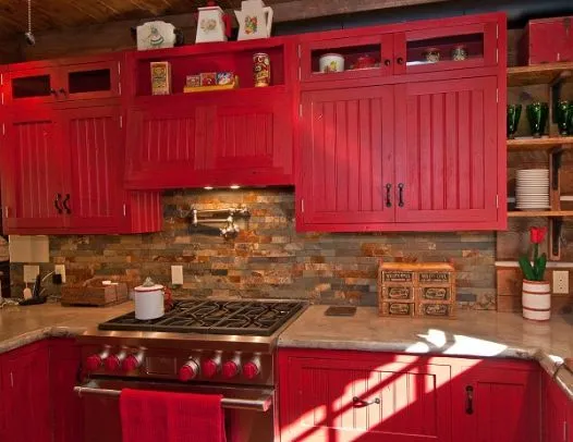 10787 red and white farmhouse kitchen
