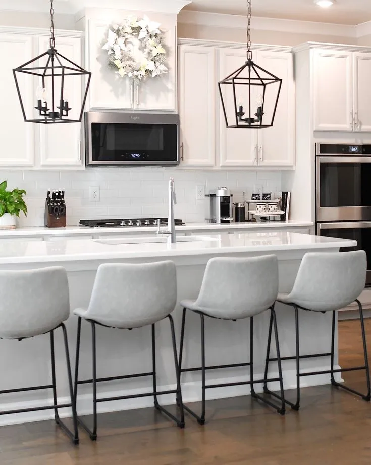 10957 white kitchen wood accents